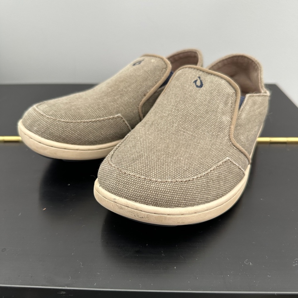 Olukai Nohea Lole Boys Size 2 Brown Running Walking Slip On Loafer Shoes